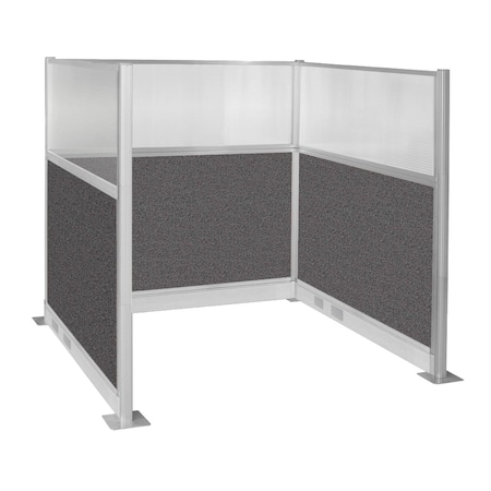 Versare Pre-Configured Hush Panel Electric Cubicle (U Shape) 6' x 6' W/ Window Charcoal Gray Fabric 1859363